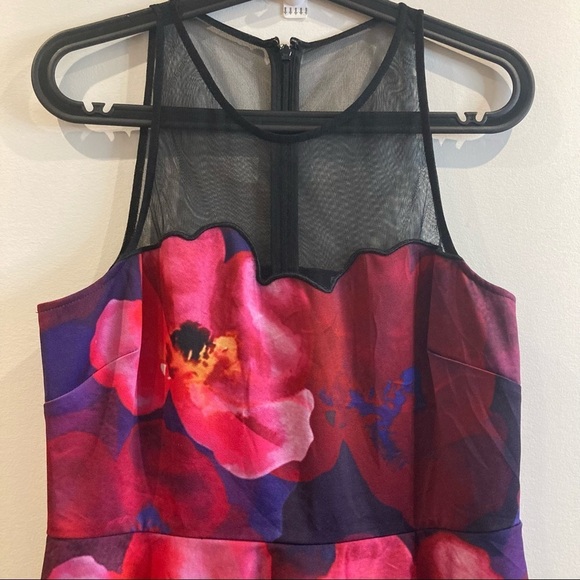BELLE BY BADGLEY MISCHKA Sz 10 Floral and Mesh A-Line  Zipper Closure Dress - Picture 2 of 14